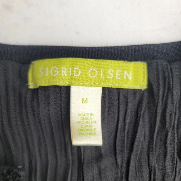 Sigrid Olsen Gorgeous Womens Silk Blend Knit Beaded Snap Cardigan Black Sequin M - Picture 10 of 10